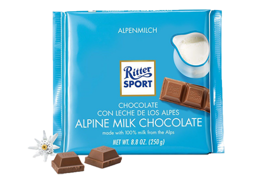 Ritter Sport M/Melkesjokolade 250g