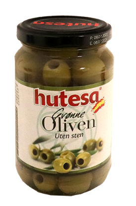 Hutesa Grønne Oliven uten Stein 350g