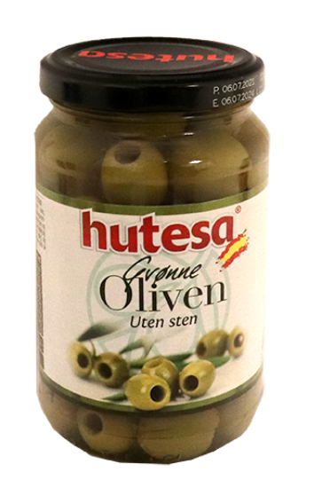 Hutesa Grønne Oliven uten Stein 350g