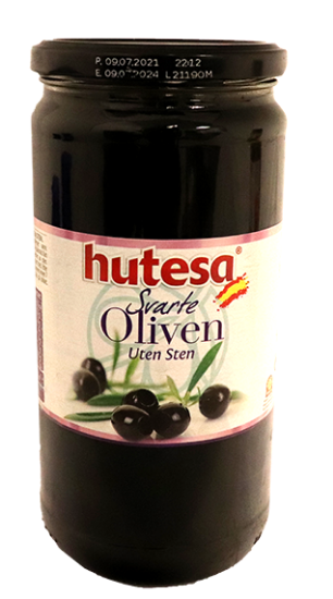 Hutesa Svarte Oliven U/Sten 690g