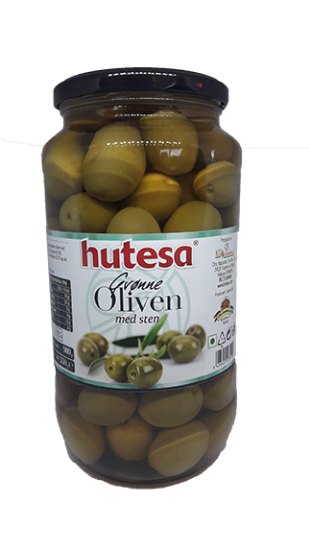Grønne oliven m/sten 900g