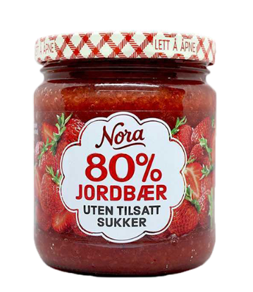 Nora 80 Jordbær Uten Tilsatt Sukker 275g