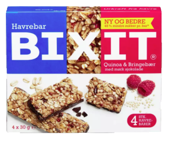 Bixit Havrebar Quinoa & Bringebær 120g