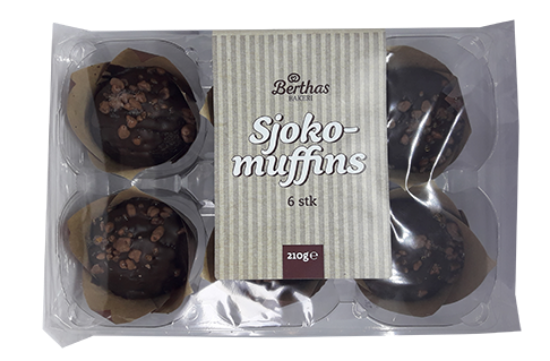 Sjoko-Muffins M/ Sjokotrekk 6pk 210g