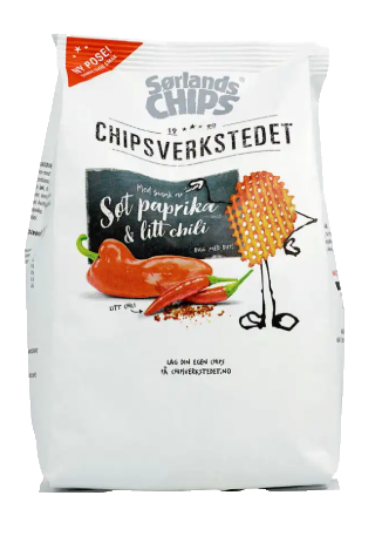 Sørlandschips Søt Paprika & litt Chili 160g