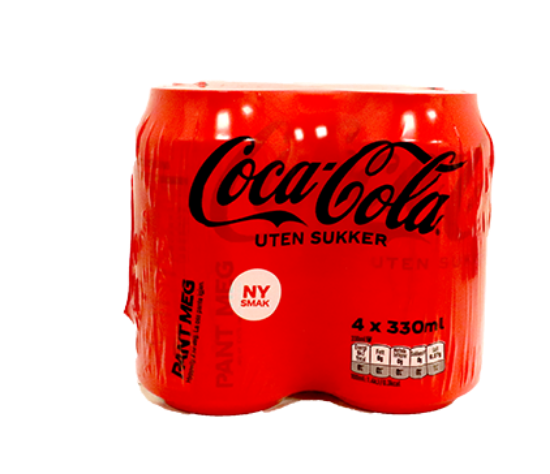 Coca-Cola u/Sukker 330ml 4PK