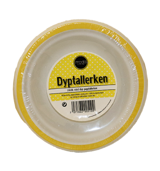 Dyp Papptallerken Gul 40cl