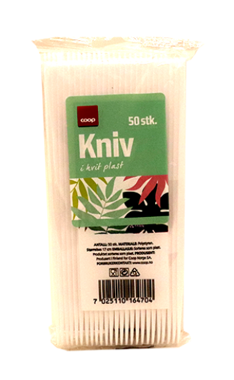 Kniv Hvit Plast 50stk