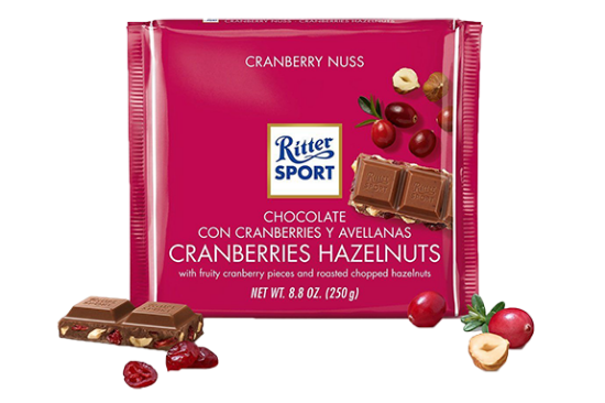 Ritter Sport M/Tranebær & Hasselnøtter 250g