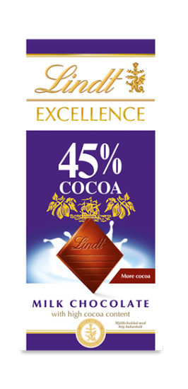 Lindt Excellence 45 Milk Chocolate  80g