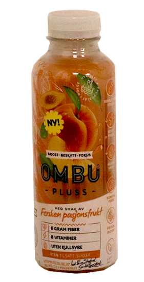 Ombu Pluss Fersken Pasjon 0,5l