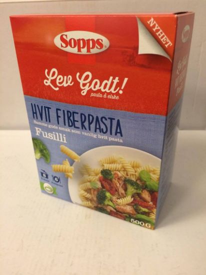 Sopps hvit fiber Fusilli 500 gr