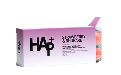 Hap+ Jordbær & Rabarbra 38g