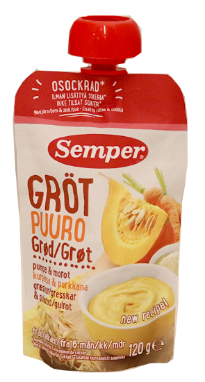 Holdbart | Semper Grøt Gresskar/Gulrot 6 mnd 120g