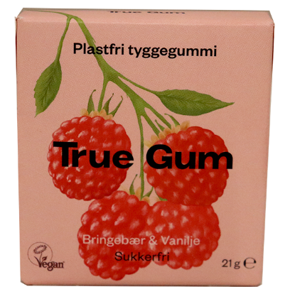 True Gum Bringebær & Vanilje 21g