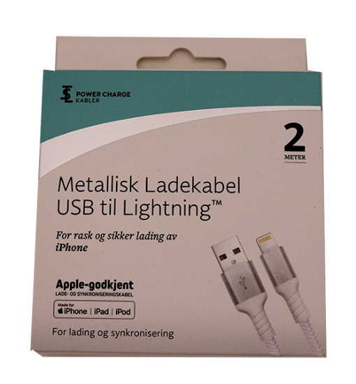 Ladekabel USB-Lightning Hvit 2M