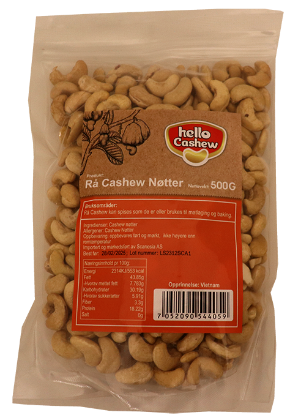 Rå Cashew Nøtter 500g