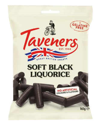 Taveners Soft Black Liquorice 165g