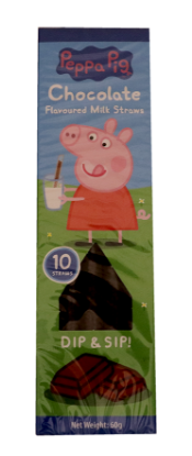 Peppa Gris Sugerør Sjokoladesmak 10x6g