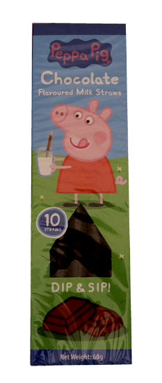 Peppa Gris Sugerør Sjokoladesmak 10x6g