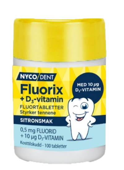 Fluortabletter m/D3 Sitronsmak 100tabl.