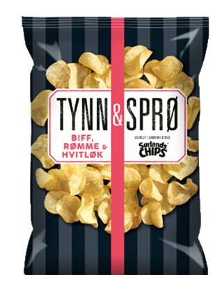 Sørlands Chips Tynn & Sprø Biff, Rømme & Hvitløk 150g