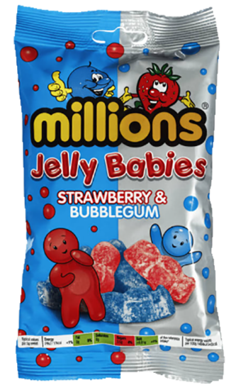 Jelly Babies Jordbær 190g Millions