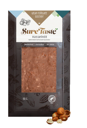 Sjokolade m/Hasselnøtt Sure Taste 90g