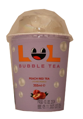 Bubble Tea Peach Red Lychee Pearls 355ml