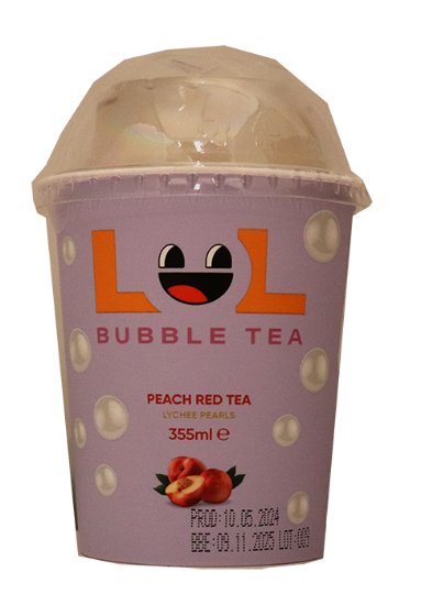 Bubble Tea Peach Red Lychee Pearls 355ml
