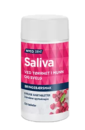Nycodent Saliva Bringebærsmak 100 tabl.