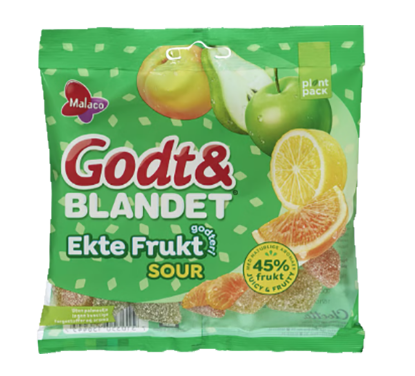 Godt&Blandet Ekte Frukt Sour 140g