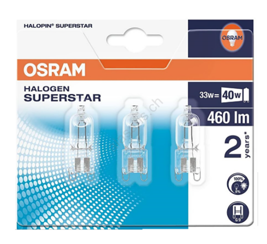 Halopin 3pk 33W 230V G9 Osram