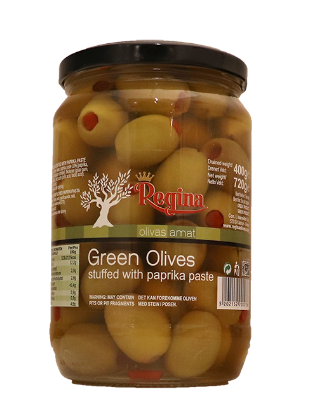 Regina Grønne Oliven m/Paprika 720g