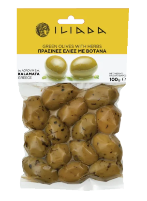 Iliada Grønn Oliven M/urter 100g