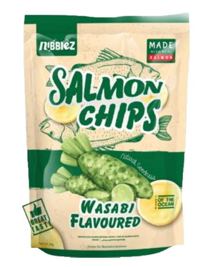 Salmon Chips Wasabi 50g Nibbiez