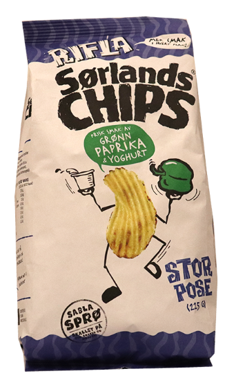 Sørlandschips Grønn Paprika&Yoghurt 225g