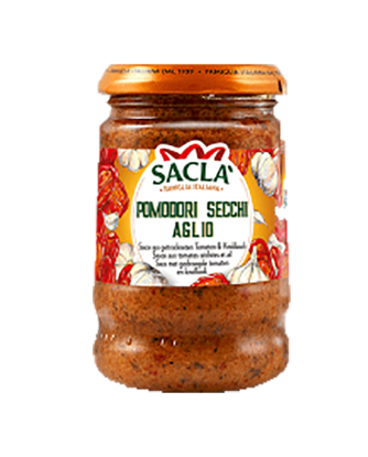 Tomatsaus Soltørket Tomat&Hvitløk 190g Sacla