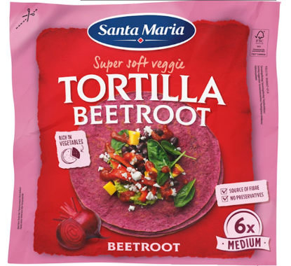 Tortilla Beetroot Medim 6pk 240g