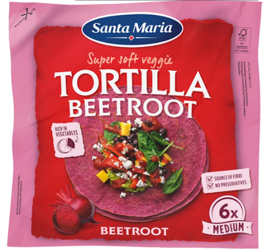 Tortilla Beetroot Medim 6pk 240g