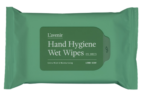 L'Avenir Hand Hygiene Wet Wipes 15stk