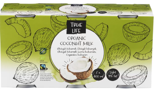 True Life Kokosmelk Øko 3x400ml
