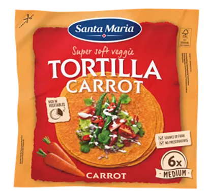 Tortilla Gulrot Medium 6pk 240g