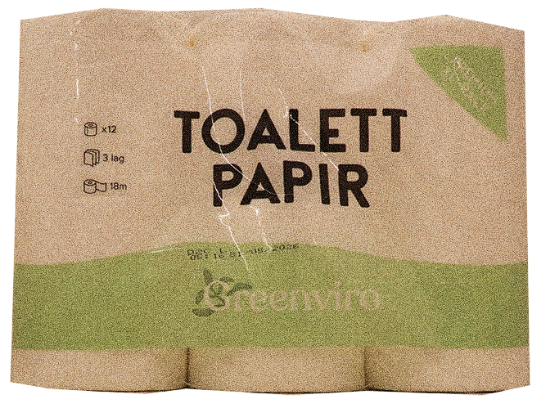 Toalettpapir 3 lags 12Pk Greenviro