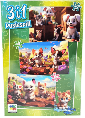 3 i 1 Puslespill Kjæledyr