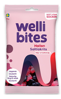 Wellibites Bringebær/Salt Lakris 70g